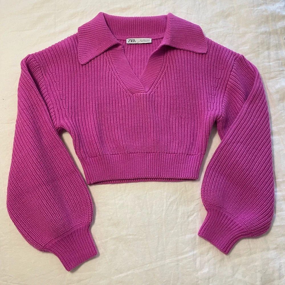 Zara cropped sweater, pink, size S, worn once - Picture 1 of 2